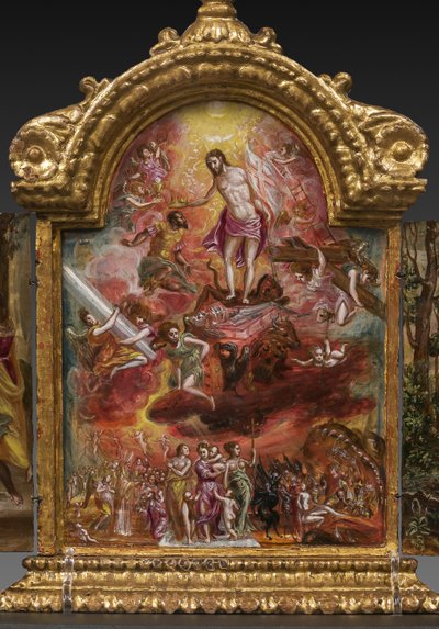 Autel portatif : panneau central représentant une allégorie du Chevalier chrétien (détail) - El Greco