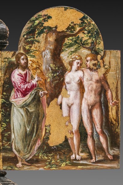 Autel portatif verso : Adam et Ève face au Père Éternel, détail - El Greco