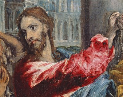 Christ chassant les marchands du Temple (détail du Christ, c.1600) - El Greco