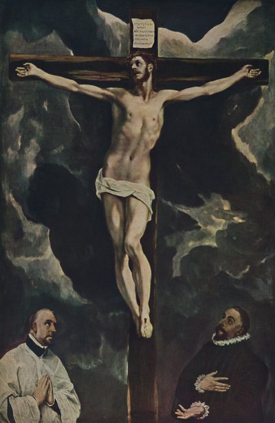 Christ en croix adoré par des donateurs, c1590, 1938 - El Greco