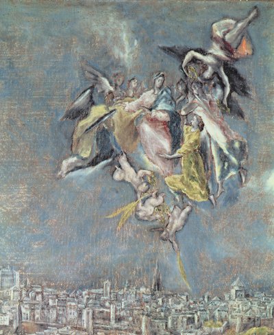 Vue et carte de la ville de Tolède (détail) - El Greco