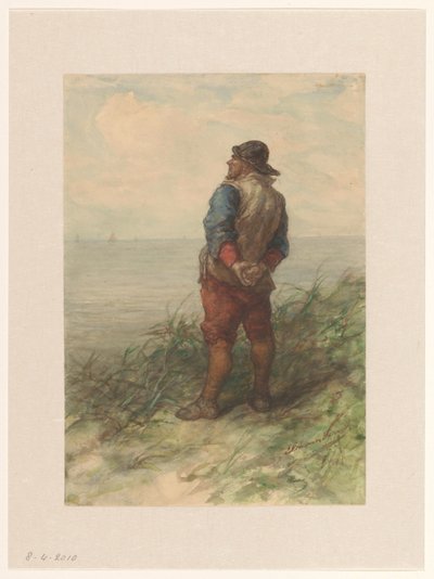 Marin regardant la mer depuis les dunes - Elchanon Verveer