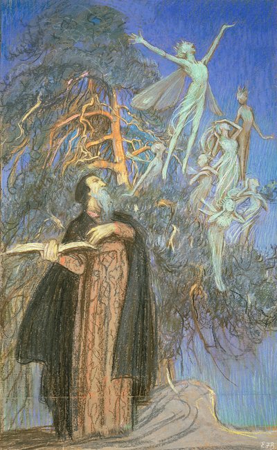 Prospero et Ariel, étude pour un tableau perdu commandé pour Broadcasting House, Londres, vers 1931 - Eleanor Fortescue Brickdale