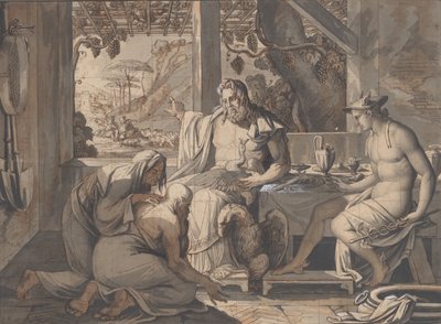 Jupiter et Mercure se révèlent à Philémon et Baucis, 1809. - Elie Honore Montagny