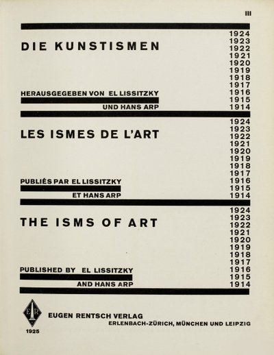 Page de titre : Die Kunstismen. Les ismes de l