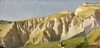 Falaises de Volterra (huile sur panneau) - Elihu Vedder