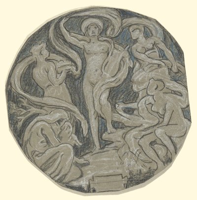 Étude pour le cercle central du plafond de Huntington; Apollon et ses assistants - Elihu Vedder