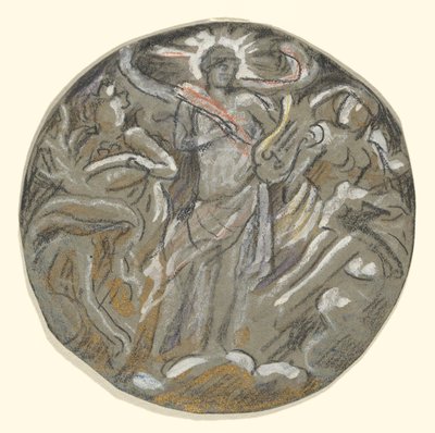 Étude pour le tondo central du plafond de Huntington - Apollon et les quatre saisons - Elihu Vedder