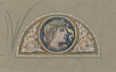Étude pour lunette avec tête de femme - Elihu Vedder