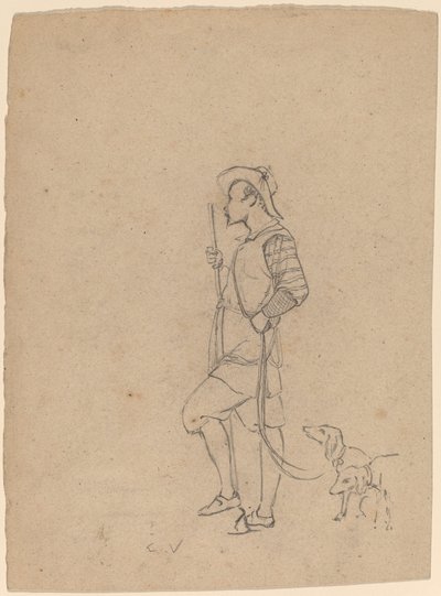 Étude de chasseur avec des chiens - Elihu Vedder