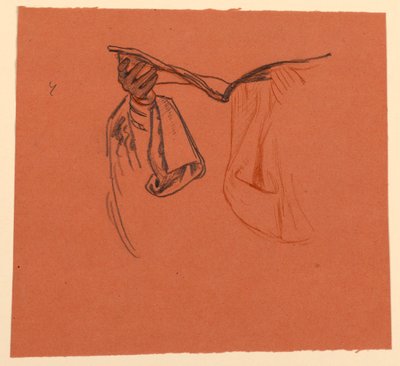 étude pour des mains tenant un livre ouvert avec draperie de vêtements - Elihu Vedder