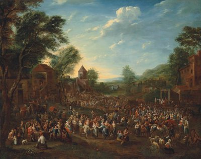 Une kermesse de village avec des fêtards qui dansent et font la fête - Elisabeth Seldron