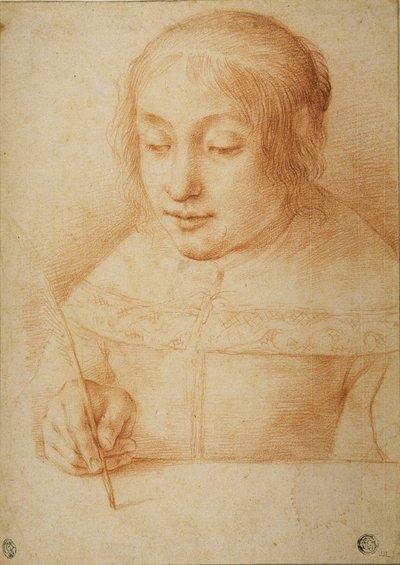 Jeune femme écrivant ou dessinant - Elisabetta Sirani