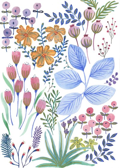 Fleurs de printemps, 2017 (aquarelle) - Elizabeth Rider