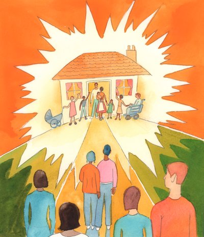 Un mariage chrétien, vécu comme il se doit, est comme une lampe posée sur une colline, pour la société ; une union sacramentelle pleine de grâce, 2005 (aquarelle sur papier) - Elizabeth Wang