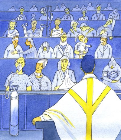 Lorsque le prêtre regarde sa congrégation, se préparant à prêcher et à enseigner à la messe, il doit se rappeler combien ils sont dans le besoin, 2001 - Elizabeth Wang