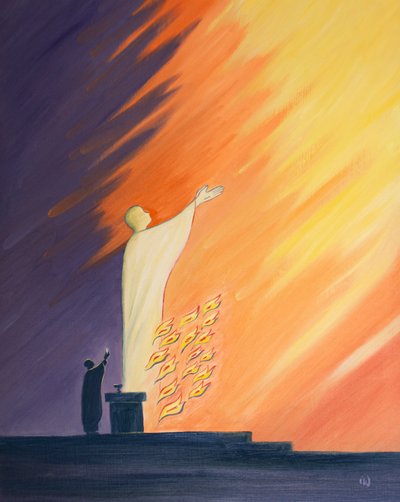 À la messe, nous prions avec le Christ qui tend la main au Père dans l