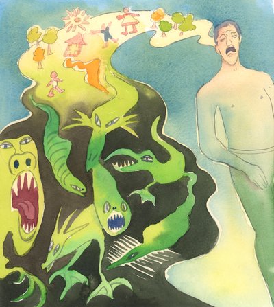 Par la prière puissante que nous offrons au nom de Jésus-Christ, nous pouvons - par sa grâce - aider à éliminer les influences maléfiques des âmes des personnes piégées dans le péché, 2005 (aquarelle sur papier) - Elizabeth Wang