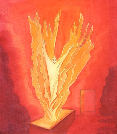Le Christ est ressuscité du tombeau dans la gloire à Pâques, transformé, comme dans un feu ardent de charité, alors que le Saint-Esprit le délivrait de l