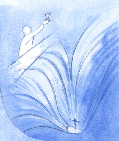 Le Christ a parlé avec grand courage à ses apôtres, tenant la coupe de son Sang, et voyant déjà sa 