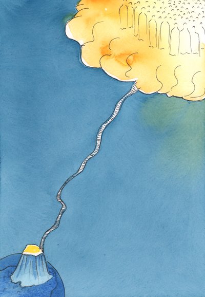De la vie de grâce, une échelle de corde menait vers le haut où le Christ et les Saints attendaient au Ciel pour accueillir ceux qui persévéraient - Elizabeth Wang
