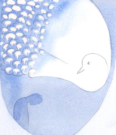 Le Saint-Esprit très saint - vu comme un bel oiseau aux plumes blanches éclatantes - est présent et à l