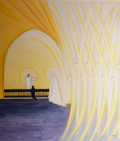 Nous ne sommes jamais seuls dans la foi puisque le Christ nous donne les anges et les saints pour nous aider. - Elizabeth Wang