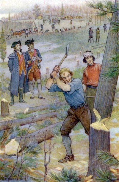 Nos haches... furent immédiatement mises au travail pour abattre des arbres - Elmer Boyd Smith