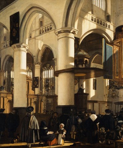 La vieille église, Delft, avec des fidèles écoutant un sermon, 1669 - Emanuel de Witte