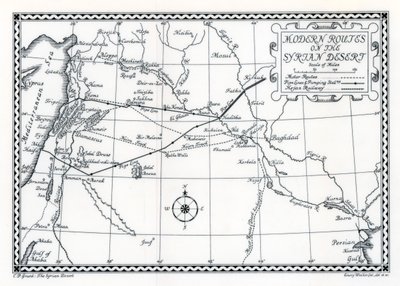 Routes ferroviaires et automobiles et pipelines, désert syrien, 1937 - Emery Walker
