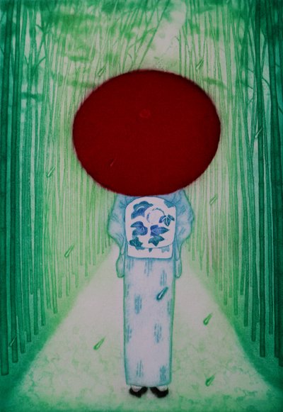 Parapluie rouge, 2007 (gravure) - Emiko Aida