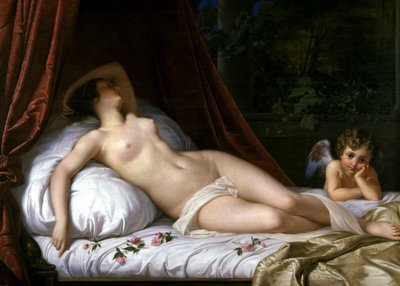 Vénus allongée avec Cupidon, 1839 - Emil Jacobs
