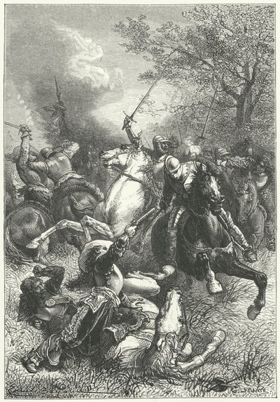 Les Ironsides de Cromwell combattant la cavalerie royaliste pendant la guerre civile anglaise (gravure) - Emile Antoine (after) Bayard
