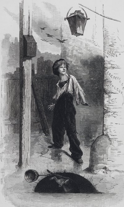 Scène des Misérables, de Victor Hugo : Gavroche - Emile Antoine (after) Bayard