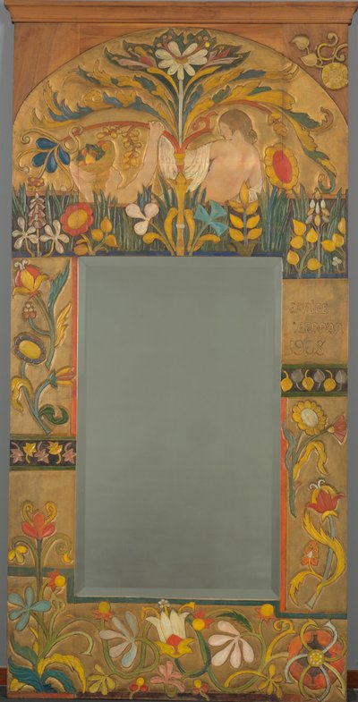 Cadre de miroir décoré de plantes, fleurs et deux figures féminines - Emile Bernard