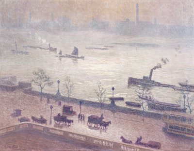 Reflet de la lumière du matin sur la Tamise à Londres - Emile Claus