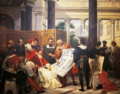 Le Pape Jules II ordonnant à Bramante, Michel-Ange et Raphaël de construire le Vatican et Saint-Pierre - Emile Jean Horace Vernet