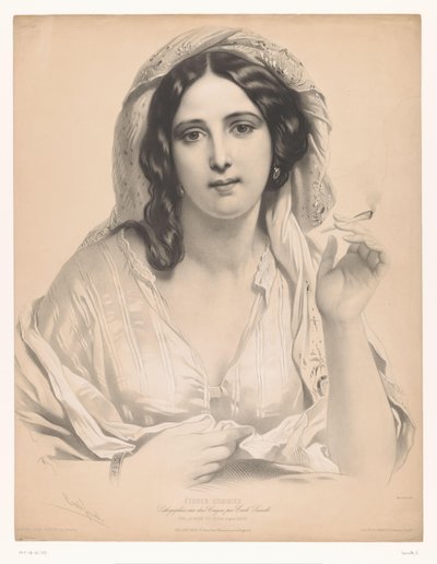 Jeune femme voilée avec une cigarette à la main (La reine du sérail, Études choisies) - Emile Lassalle