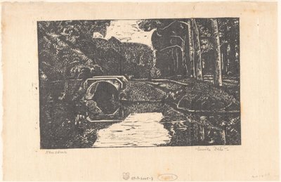 Pont sur un fossé dans une forêt - Emilius Wilhelmus Dehé (signed by artist)