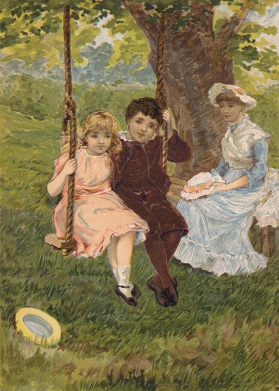 Garçon et fille assis sur une balançoire - Emily Jane Harding Andrews