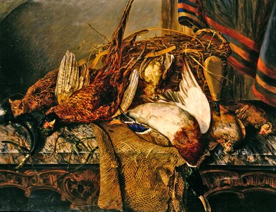 Nature morte avec faisans sur une table en marbre, vers 1850 - Emily Stannard