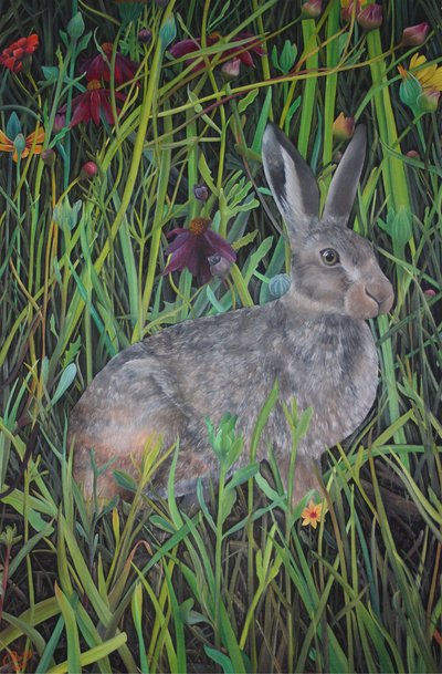 Parmi les fleurs sauvages, 2022 (huile sur toile) - Emma Pewsey
