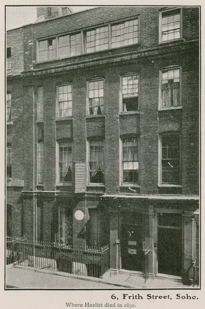 6 Frith Street, Soho, où Hazlitt est mort en 1830 - English Photographer