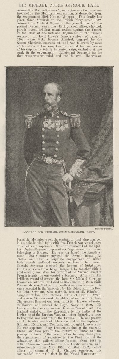 Amiral Sir Michael Culme-Seymour, Baronet - English Photographer