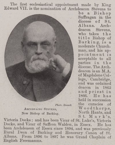Archidiacre Stevens, nouveau évêque de Barking - English Photographer