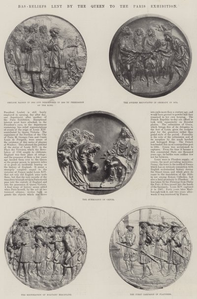 Bas-reliefs prêtés par la Reine à l
