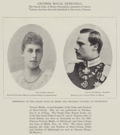 Fiançailles du Grand-Duc de Hesse et de la Princesse Victoria d