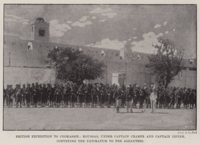 Expédition britannique à Coomassie, Houssas, sous le commandement du capitaine Cramer et du capitaine Irvine, transmettant l