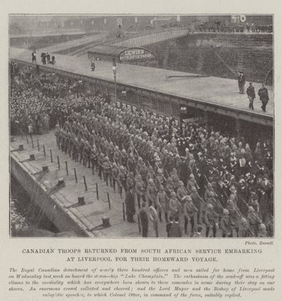 Troupes canadiennes de retour du service en Afrique du Sud embarquant à Liverpool pour leur voyage de retour - English Photographer
