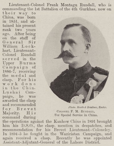 Colonel F M Rundall, pour service spécial en Chine - English Photographer
